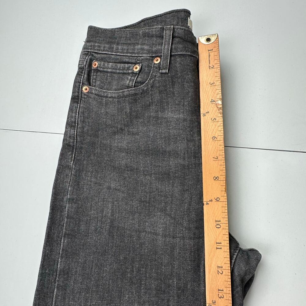 Levis Wedgie Straight Jeans Womens 30 Black Button Fly High Rise Raw Hem Denim - Picture 13 of 16